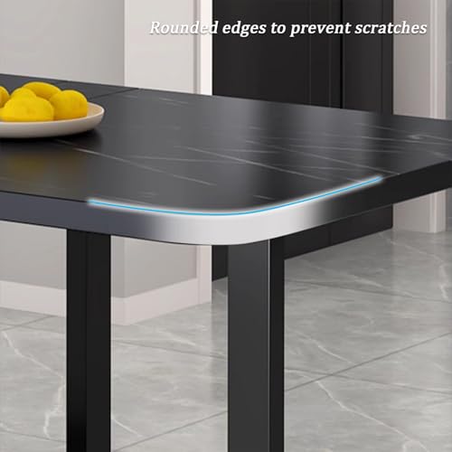 Faltbarer Esstisch Marmor Effekt Küchentisch Rechteckiger Esstisch Kohlenstoffstahl Rahmen Keine Montage Erforderlich 3 Klappmodi Platzsparendes Design für Moderne Häuser