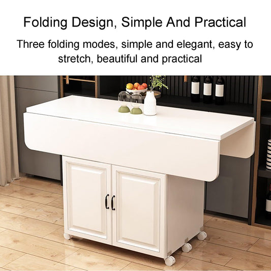 Vielseitiger, faltbarer Esstisch mit Ablagen, erweiterbar, platzsparendes Design, beweglicher 3-in-1-Tisch mit abgerundeten Ecken, Weiß und Natur-Finish (80 x 80 x 76 cm)