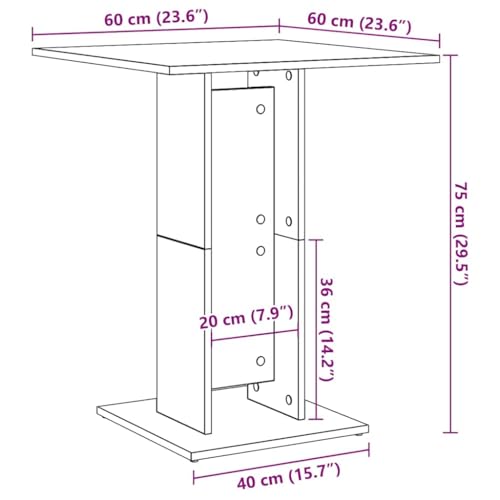 RMIHSJG Bistrotisch Sonoma-Eiche Massiver Esstisch Familientisch für Küche 60x60x75 cm Holzwerkstoff