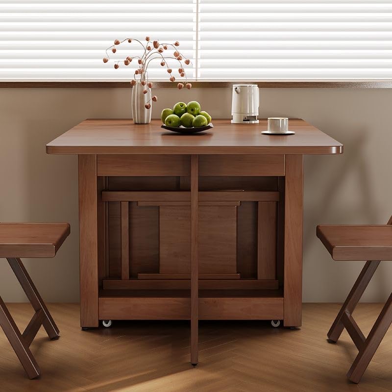 Table à Manger Pliante avec Chaise pour Petits espaces Table de Cuisine à abattant avec Roues Bureau rectangulaire Extensible pour Salle à Manger A 1,4 m + 2 Stühle