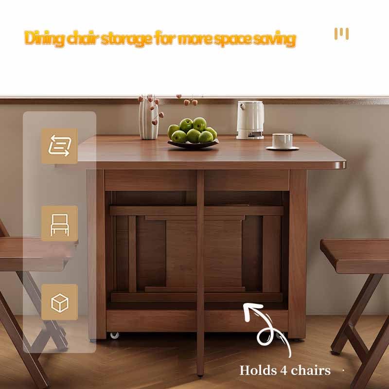 Table à Manger Pliante avec Chaise pour Petits espaces Table de Cuisine à abattant avec Roues Bureau rectangulaire Extensible pour Salle à Manger A 1,4 m + 2 Stühle