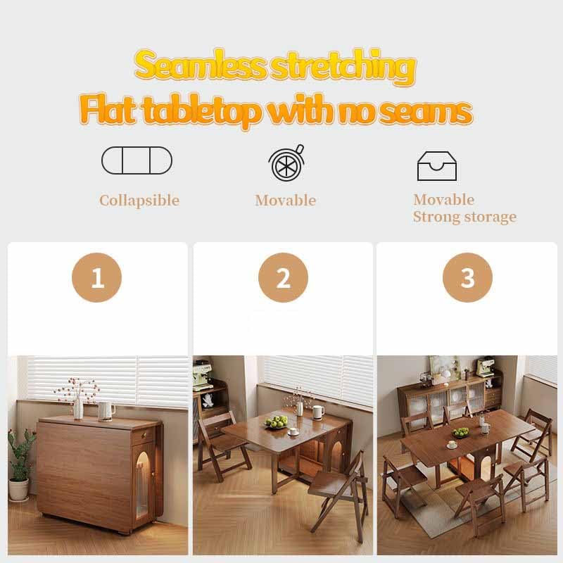 Table à Manger Pliante avec Chaise pour Petits espaces Table de Cuisine à abattant avec Roues Bureau rectangulaire Extensible pour Salle à Manger A 1,4 m + 2 Stühle