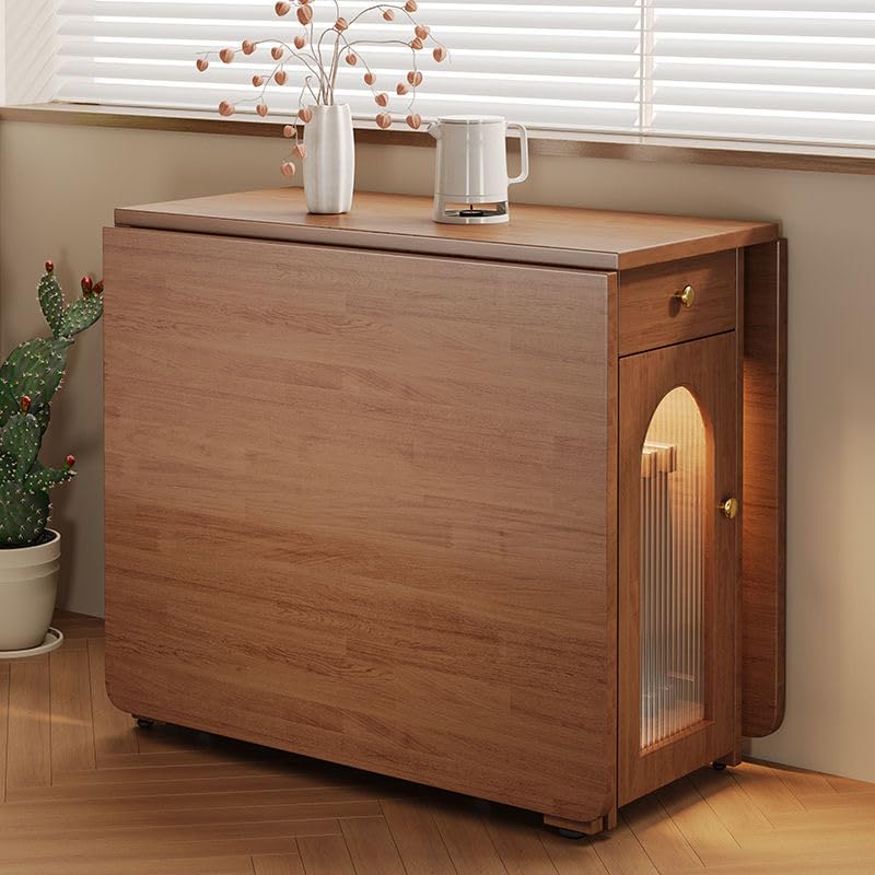 Table à Manger Pliante avec Chaise pour Petits espaces Table de Cuisine à abattant avec Roues Bureau rectangulaire Extensible pour Salle à Manger A 1,4 m + 2 Stühle