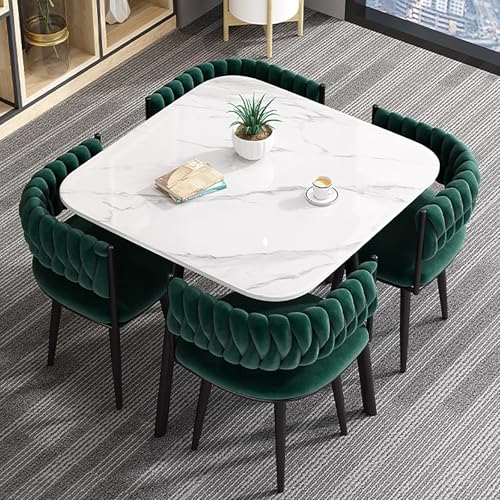 Moderner Esstisch aus Holz mit 4 Stühlen quadratisch Küche Empfangstisch für Esszimmer oder Küche Stilvolles Design & Komfort kombiniert
