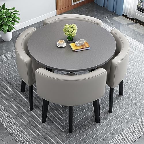 Rundes Esstisch-Set, 80 cm, einfacher Empfangstisch mit Stühlen, perfekt für Hotel, Konferenzraum, Balkon, Café – stilvoller niedriger Tisch und Stuhl-Ensemble